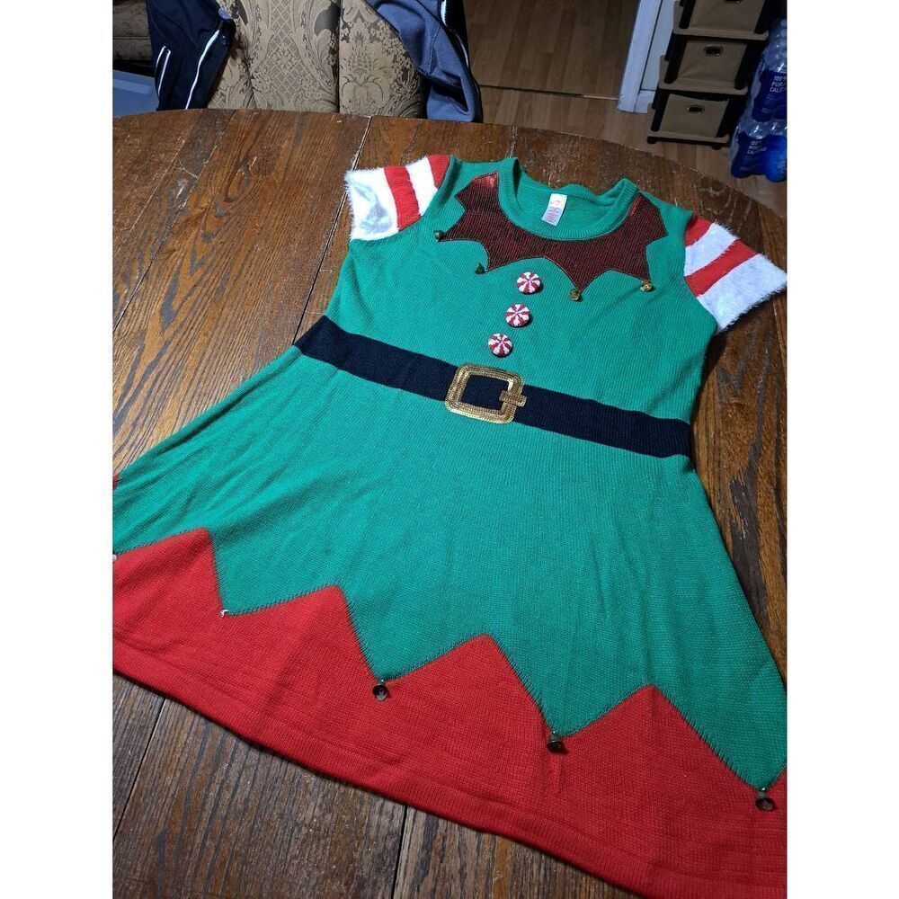 XXL Size 20 Holiday Time Christmas Holiday Dress Knit Sweater Dress Short Sleeve